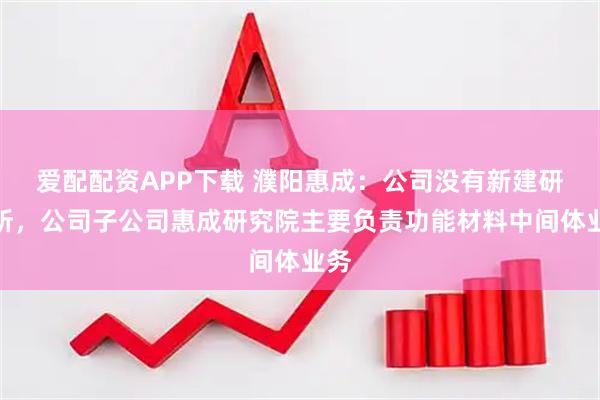 爱配配资APP下载 濮阳惠成：公司没有新建研究所，公司子公司惠成研究院主要负责功能材料中间体业务