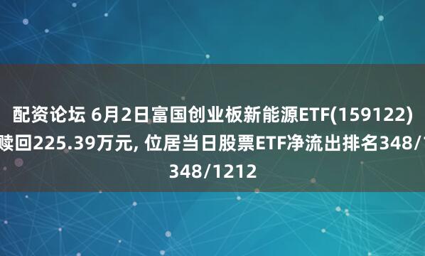 配资论坛 6月2日富国创业板新能源ETF(159122)遭净赎回225.39万元, 位居当日股票ETF净流出排名348/1212